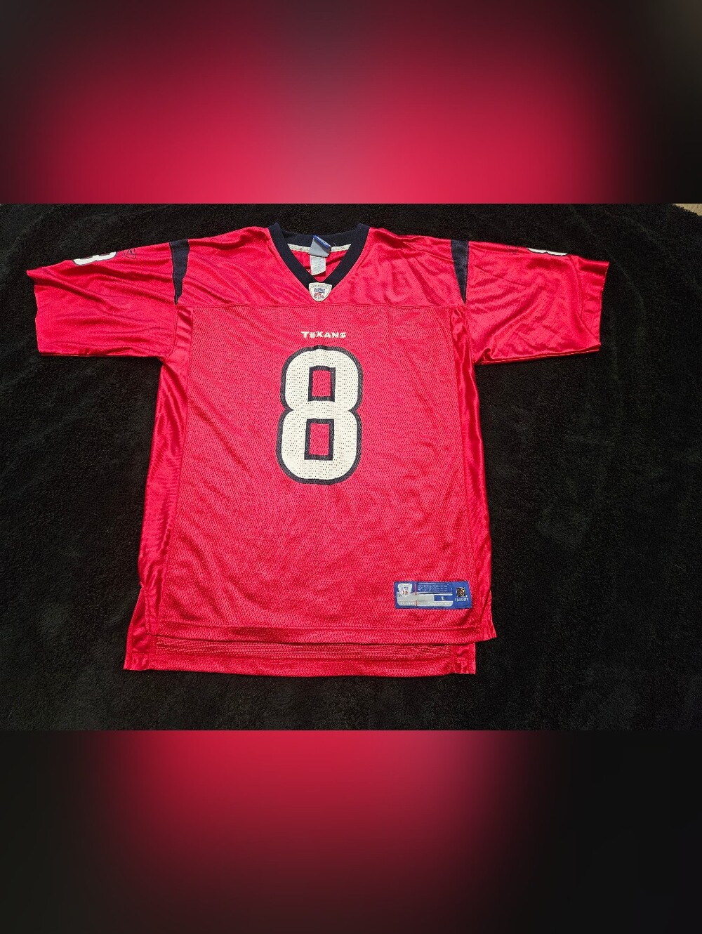 Mens Large Reebok Houston Texans David Carr #8 Jersey